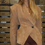 Phantasy Single Breasted Buckle Casual Suede Jacket Street Fashion Waist with Buttons Coat Casual Style Vintage Clothing 2025