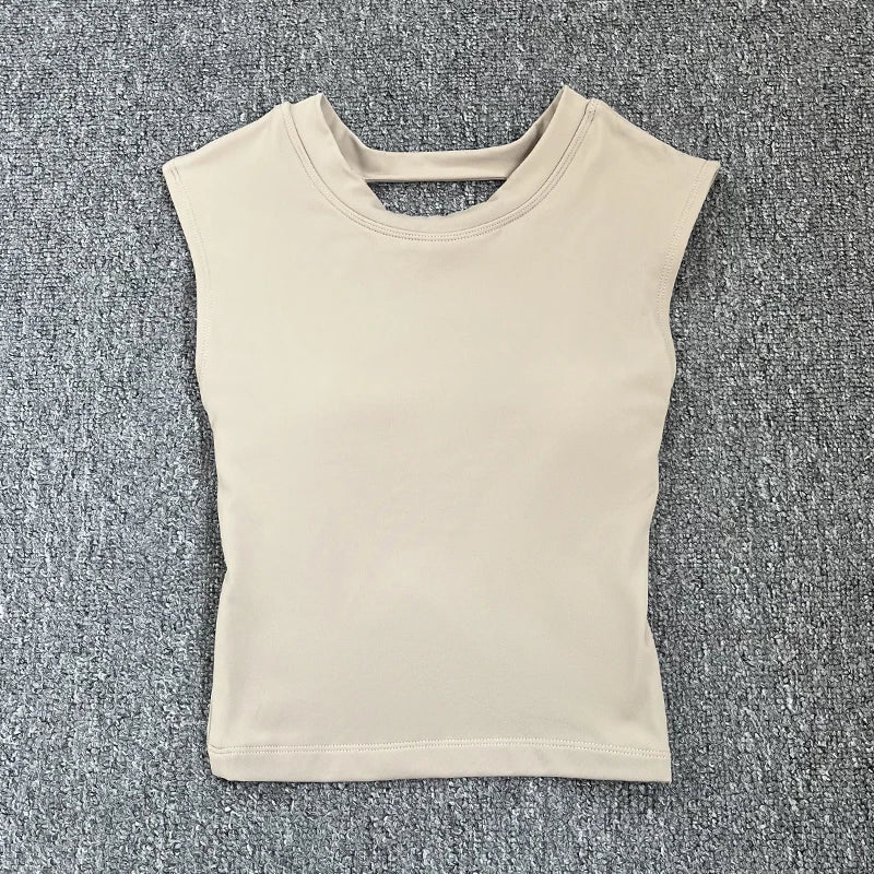 Summer Sexy Short Backless Sports T-Shirt Women's Tight Training Long Sleeve Yoga Top Fixed Chest Pad Fitness Vest
