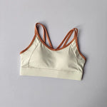 Women's Beautiful Back Contrasting Sports Bra Integrated Buckle Yoga Top Fitness Bra Supportive Active Wear