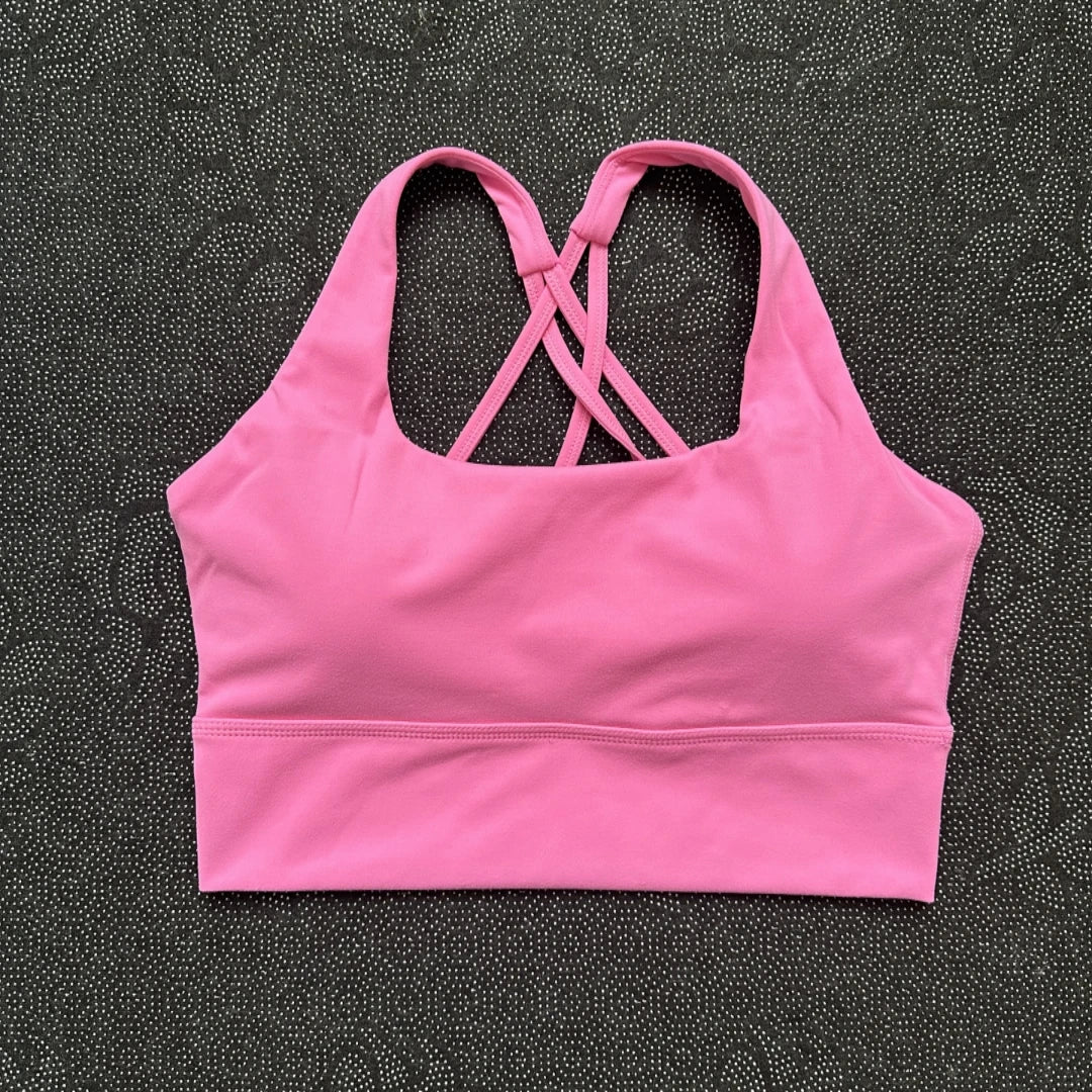 High impact Cross Back Hollow shoulder straps Gym Yoga Underwear Tight Women Fitness sport Bra Top Comprehensive Training pad