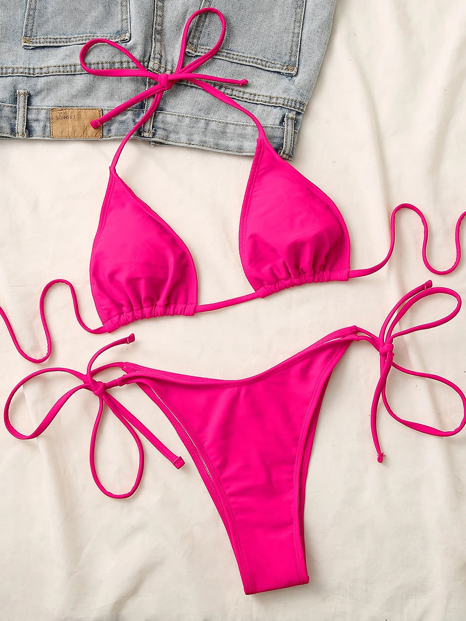 Sexy Micro Bikini 2025 Criss Cross Swimwear Bandage Woman Swimsuit Female Thong Bikinis Set 2 Piece Women Bathing Suit Beachwear