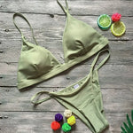 New Sexy Padded Brazilian Bikini Women Swimwear Female Swimsuit Two-Pieces Bikini Set Solid Bather Bathing Suit Swim Lady V64A