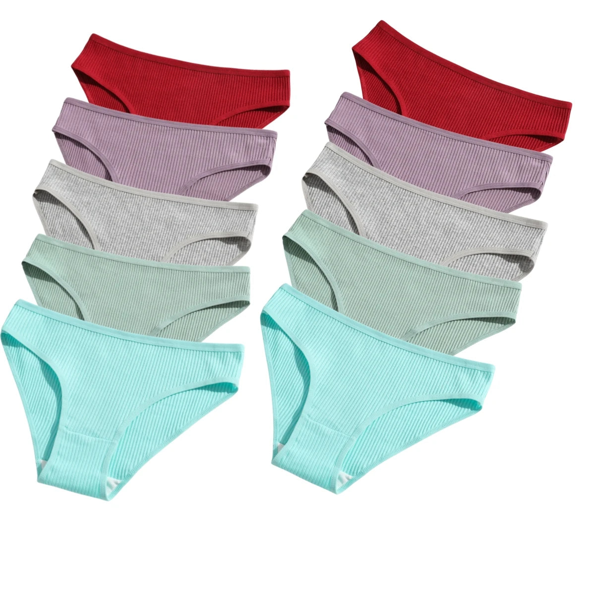 10Pcs/Set Women Cotton Briefs Breathable Panties Low Waist Briefs Sports Solid Soft Skin-Friendly Underwear Daily Wear S-XXL
