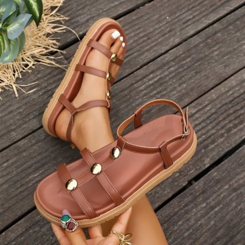 Women Summer Sandals CasualStraps Sole Lightweight Elastic Back Strap Girls Sandals