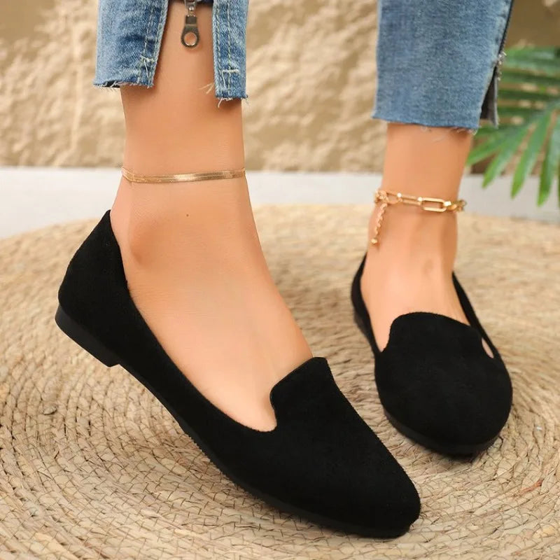 Spring and Summer New Women's Fashion Round Toe Shallow Mouth Single Shoes Women's Comfortable Casual Flat Bottom Boat Shoes 43