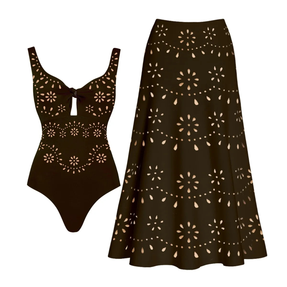 2Pcs Printed Swimsuit Women Sexy Swimwear New Bikini With Long Skirt Female Biquini Push Up Swim Suit Bodysuit Beachwear CoverUp