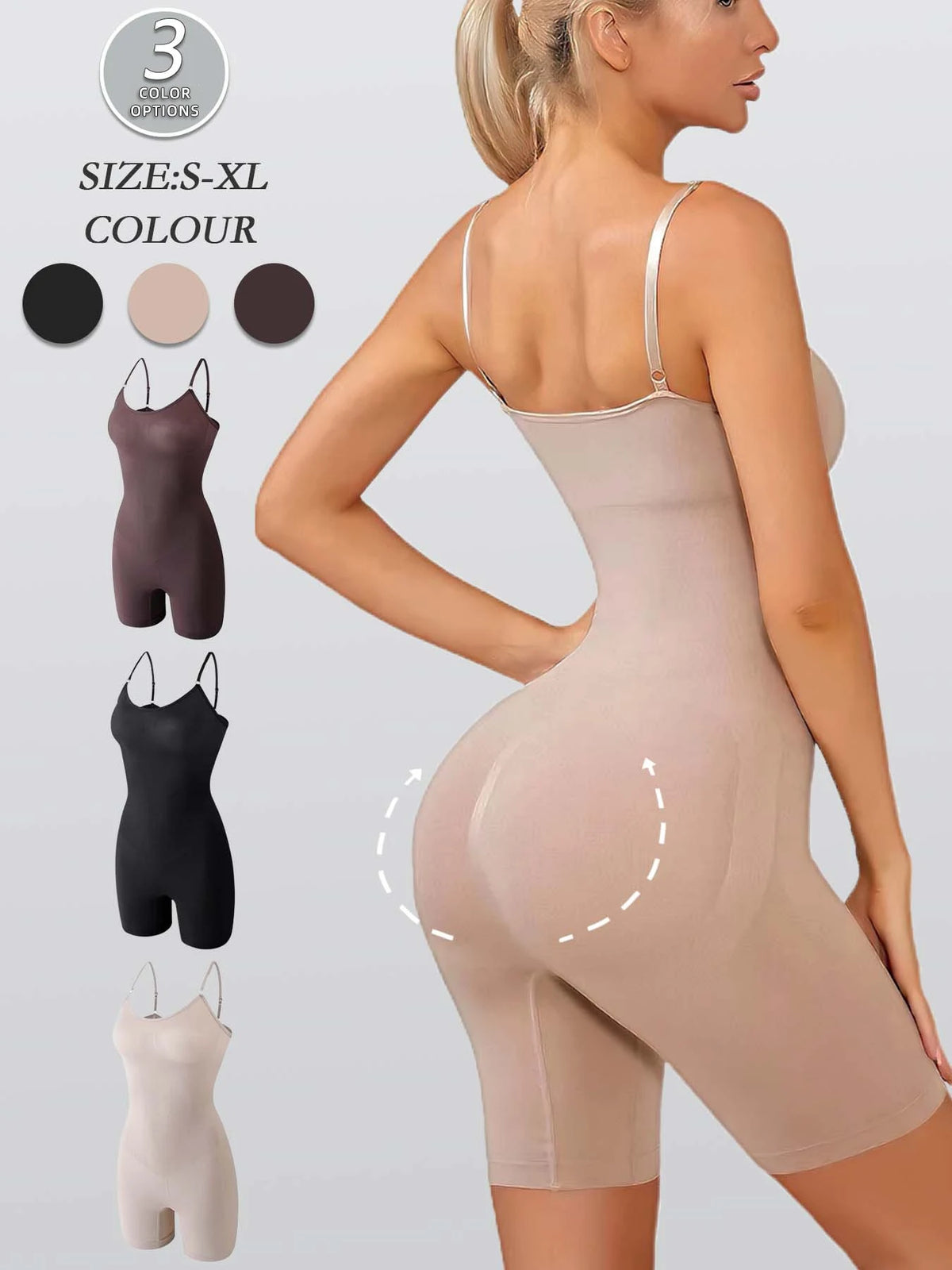 Women's Ultra-Soft Compression Bodysuit - Tummy Control Shaping Garment with Chest Uplift, Butt Lifter & Waist Slimmer