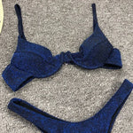 Glitter Shiny Underwired V-Bar Bikini Women Swimsuit Female Brazilian Swimwear Two-piece Bikini Set Triangle Bathing Suit Swim