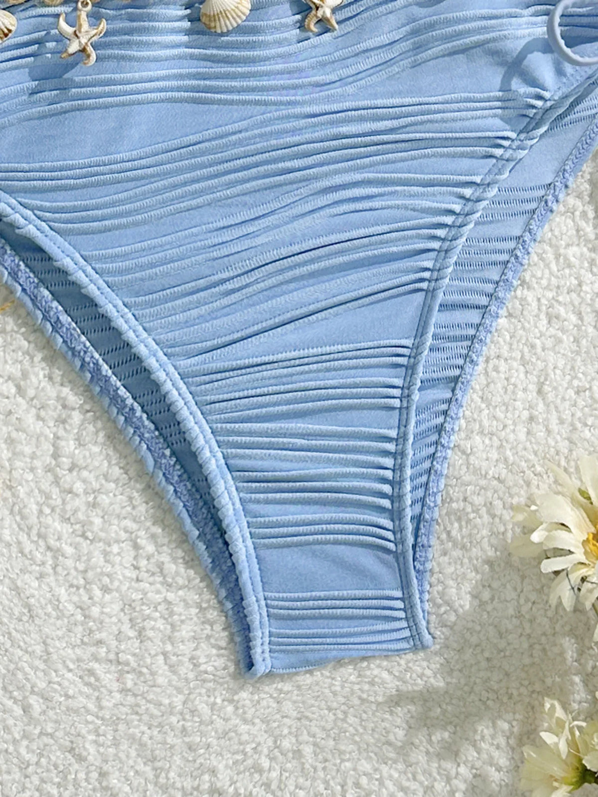 XS - XL Wrinkled Shells Bandeau Bikini Women Swimwear Female Swimsuit Two-pieces Bikini Set Bather Bathing Suit Swim Beachwear