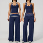 2PCS Yoga Set Women Tracksuit Polka Dot Athletic Wear Striped Workout Set Push Up Gym Outfits High Waist Butt Lift Yoga Clothes