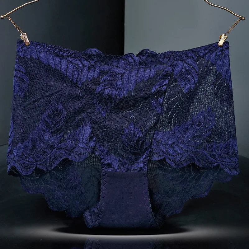L-4XL Plus Size Women High Waist Panties Sexy Hollow Lace Flowers Embroidery Panty Lingerie Summer Breathable Butt Lifter Briefs