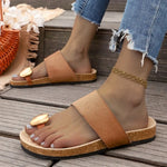 Plus Size Beach Shoes Women's Fashion Round Toe Toe Soft Sole Anti-Slip Wear-Resistant Flat Slippers