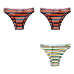 3Pcs/Set Cotton Panties For Women Colorful Striped Underwear Low Waist Briefs Breathable Underpants Female Sexy Lingerie M-XXL