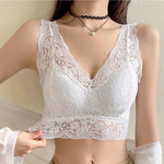 Lace Bras Top Women Sexy Deep V Neck Lingerie Wire Free Tank Tops Female Underwear V Back Bralette Tops Padded Camisole