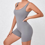 Women's Seamless Yoga Jumpsuit - Quick-Dry Nude Workout Suit with V-Neck & Sexy Back, Tight Fitness Wear for Running Gym Workout