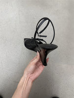 New Sexy Black Thin Buckle Straps Wedges Sandals Women Elegant Denim Blue Unique Curved Wedge High Heel Summer Party Heels Shoes