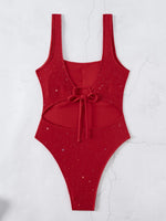 DEKASummer Solid Sexy Backless Shiny Swimsuit Women One Piece Swimwear Beach Wear Slimming Bathing Suit