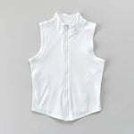 Sleeveless sports vest, quick-drying vest, women's sports crop top, stand-up collar zipper exercise vest