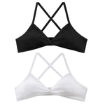 2Pcs/Set Women Ribbed Knit Triangle Bralette Wireless Bra Sexy Lingerie Soft Comfort Underwear Ladies Bra No Pads S-L