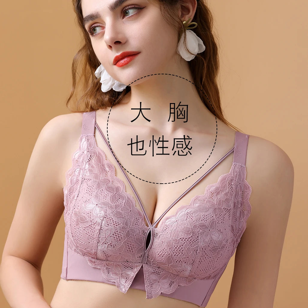 Coverage Lace Bras Plus Size Push Up Bra Sexy Lingerie Women FullWireless Brassiere C D E Cup Push Up Bras for women Bra 52CDE