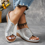 Gold Snake Pattern Wedges Sandals Women Lightweight Thick Sole Platform Slippers Woman Plus Size Non Slip Beach Sandalias Mujer