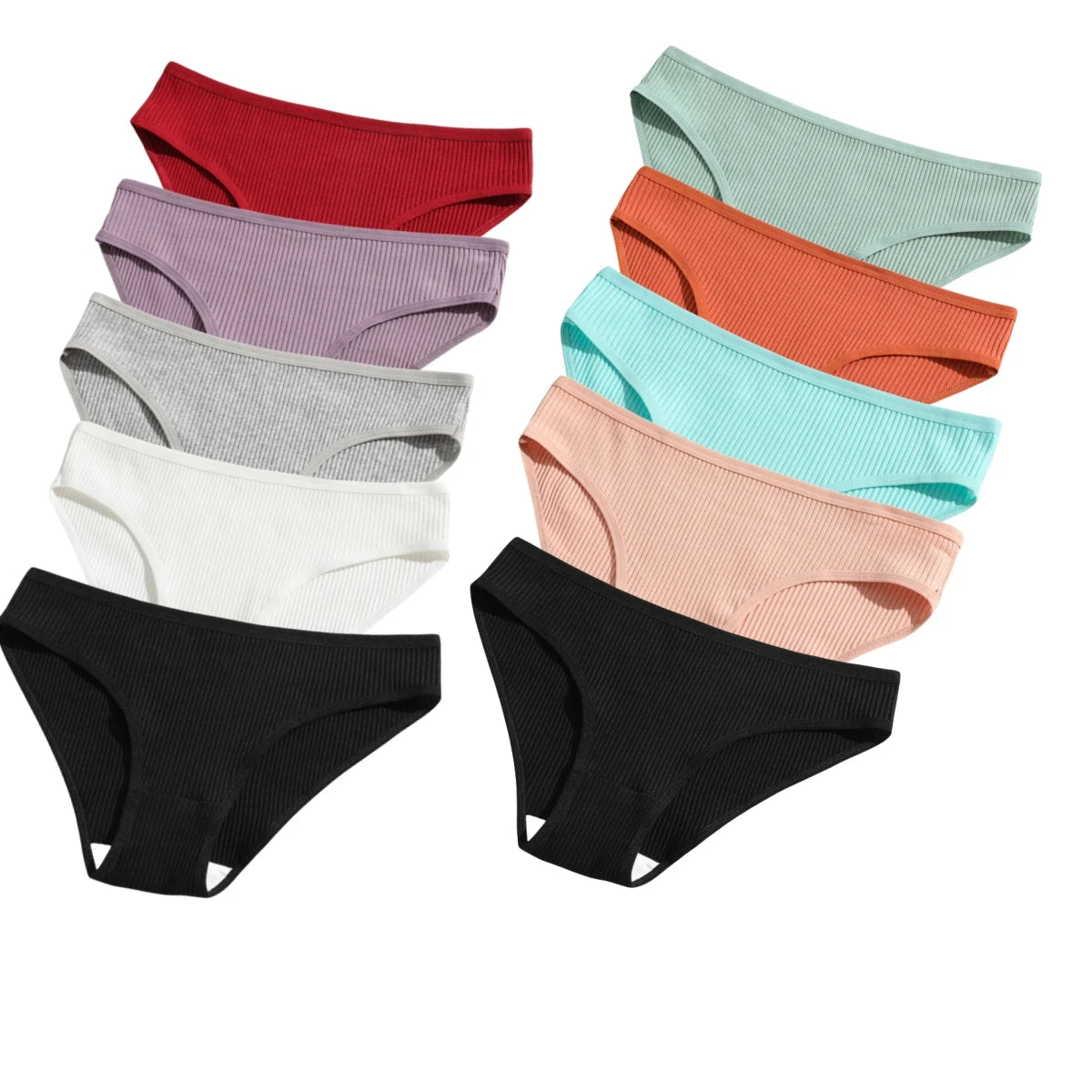 10Pcs/Set Women Cotton Briefs Breathable Panties Low Waist Briefs Sports Solid Soft Skin-Friendly Underwear Daily Wear S-XXL