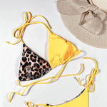 Halter Splicing Leopard Bikinis 2026 Satin Bikini Female Swimsuit Women Swimwear Two-pieces Bikini Set Micro Bathing Suit Swim