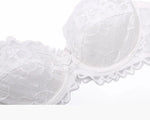 French Sexy Lace Bra for Small Boobs, Wirefree Bralette Ultra Thin, Light Support Traceless Bra Women White Lingerie Set MOYISU