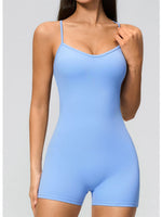 New Cross Back Yoga Jumpsuit Women Tight Sleeveless Hollow Out Sports One Piece Suit Butt-Lifting Shorts Fitness Bodysuits