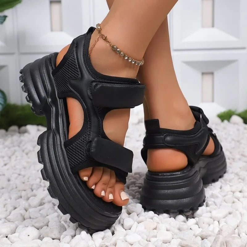 2026 Summer Women Sandals Casual Shoes Thick-Soled Hook-loop Sandalias Open Toe Beach Shoes for Women New Zapatos Mujer J687
