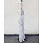 Sexy Knitted Sling Long Skirts Woman's Set Casual Slim Solid Lace Up Tube Tops Slit Skirt Sets Female Summer Beach Dress V6187