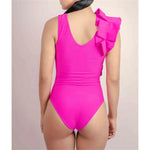 2024 Sexy Sling Ruffle Solid Two Pieces Bikini Women High Waist 3D Flower Swimsuit Skirt Summer Backless Beachwear Bathing Suit