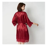 Champagne Bride Bridesmaid Wedding Robe Lace Sleepwear Home Wear Sexy Satin Bathrobe Gown Female Nightdress Intimate Lingerie