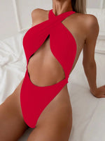 Sexy Criss Cross Backless High Cut Women Swimwear One Piece Swimsuit Female Thong Monokini Bather Bathing Suit Swim Beachwear