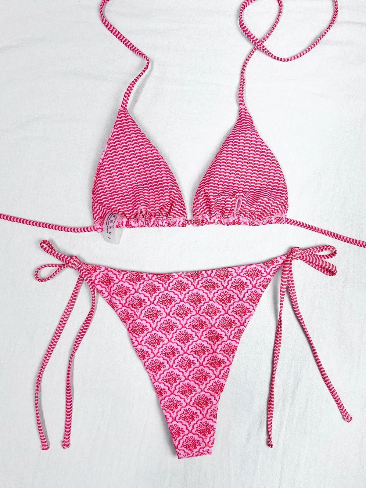 New Retro Polka Dot Tie Side Bikini Set for Women, Sexy Push Up Halter Neck Swimwear, High Waist Beach Bathing Suit, Summer