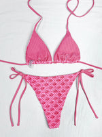 New Retro Polka Dot Tie Side Bikini Set for Women, Sexy Push Up Halter Neck Swimwear, High Waist Beach Bathing Suit, Summer