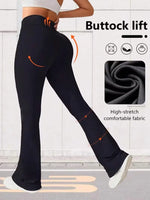 Nude High Waisted Tummy Control Butt Lifting Flare Leggings High Stretch Sports Pants Casual Outdoor Running Yoga Workout Bottom