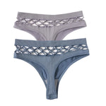 2Pcs/Set Seamless Thongs Panties Women High Rise Underwear Sexy Lingerie Bottoms Female Underpants Hollow G-String Pantys M-L