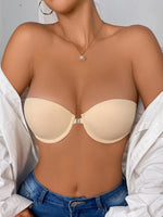 BEAUWEAR Front Closure Demi Bra for Woman Plain Invisible T-shirt Bra Strapless Bras Beauty Back Lingerie B C Cup