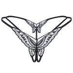 Double-Layer Thin Strap Sexy Thong Butterfly Embroidery Low Waist Sexy Bikini Pure Lace Sequins T-Shaped Panties Sexy G-strings
