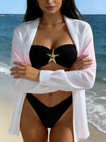 2026 Bandeau Bikinis Starfish Swimsuit Women Sexy Padded Swimwear Female Solid Beachwear Bathers Bathing Swimming Swim Suit