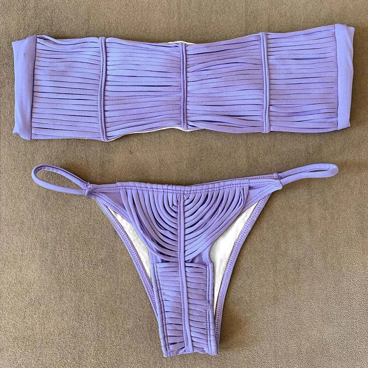 New Bandage Stripes Brazilian Bikini Swimwear Women's Swimsuit Two Piece Set Female Sexy Lace up Mujer Beachwear Summer