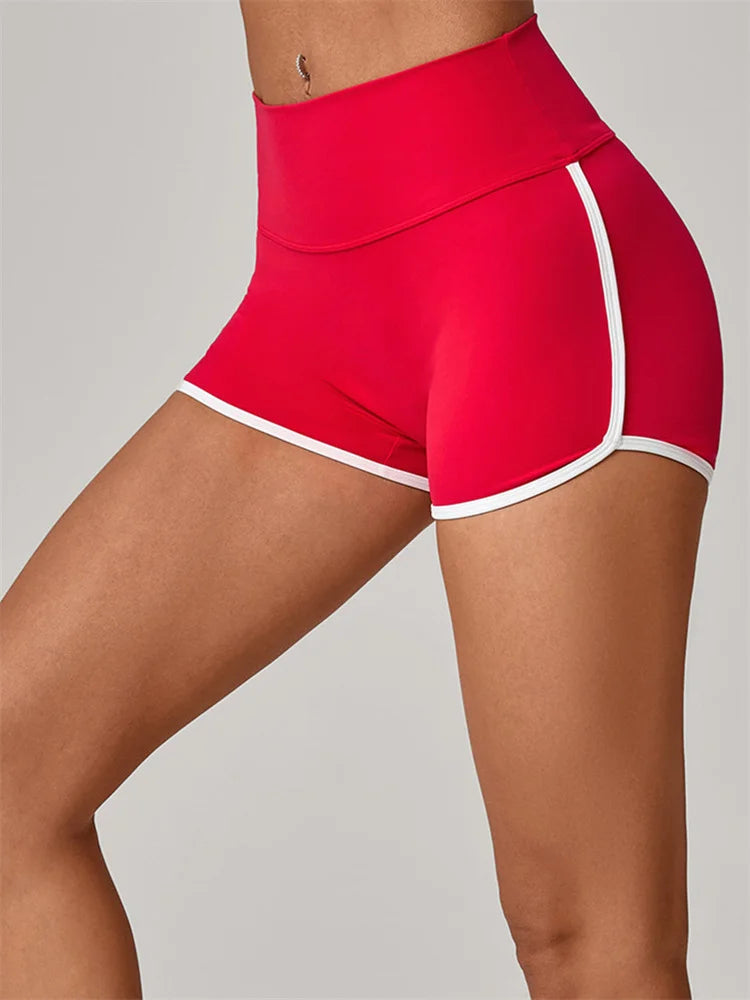 Color Blocking Patchwork Yoga Shorts Women Tight Fitting Peach Hip Lifting Sports Pants Gym Running Bike Wear Leggings