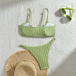 Wrinkled Crinkled Tie Knotted Bikini Women Swimwear Female Swimsuit Two-pieces Bikini Set Brazilian Bathing Suit Swim Beach Wear