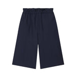 Women's Layered Decorative Waist Casual Shorts Navy Blue Waist Drawstring Wide Leg Knee Shorts Casual Culottes For Women TSP2