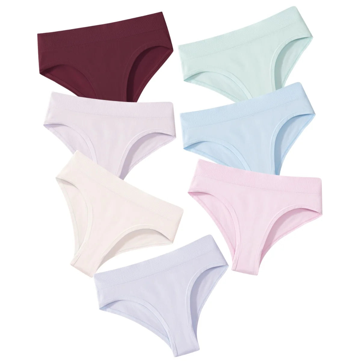 7Pcs/Set Panties Women Seamless Underwear High Rise Briefs Female Underpants Solid Color S-XXXL Sexy Lingerie Comfort Intimates