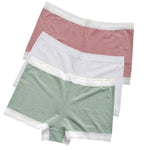 3Pcs/Set Ice Silk Boyshort Women Low Waist Panties Female Underpants Solid Color Lace Underwear Sexy Lingerie M-XL Boyshorts