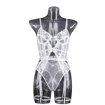 Toucheart Lace Sexy Skinny Babydoll Bodysuit Embroidery Erotic Private Adult Suit Solid Color Patchwork High Waisted Sexy Set