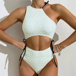 Sexy White High Waist Swimwear String Lace Up Bikinis Sets Woman 2026 Asymmetric Neck Swimsuits Bathing Suit Bikini Mujer Bather