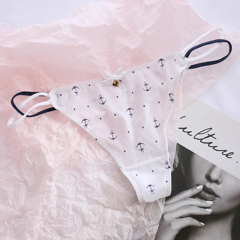 Sexy Pantis Mesh T Pants Thong Cute Transparent Strawberry Cherry Ladies Panties Underwear Low Waist Seamless Lace G-string Wome